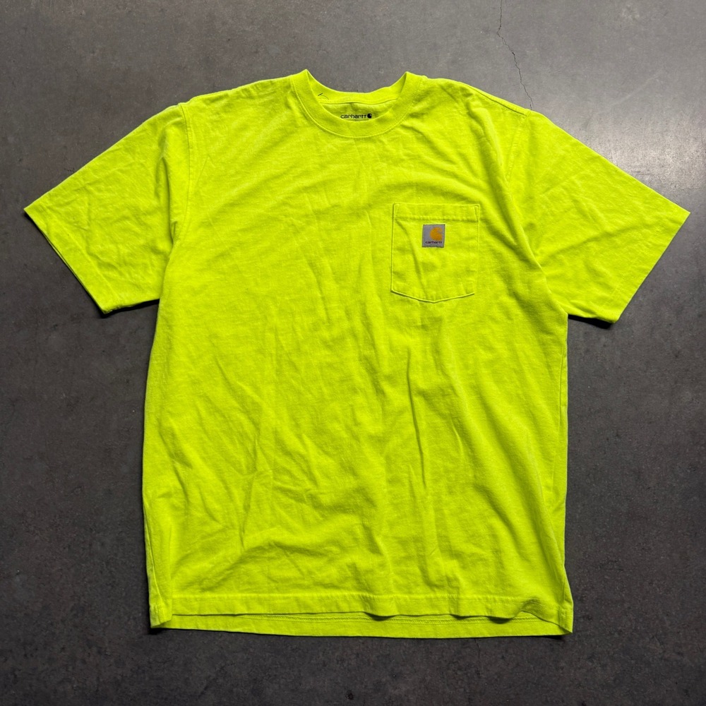 Carhartt Mens Loose Fit Pocket T-Shirt Neon Lime Green Large Short Sleeve 4136